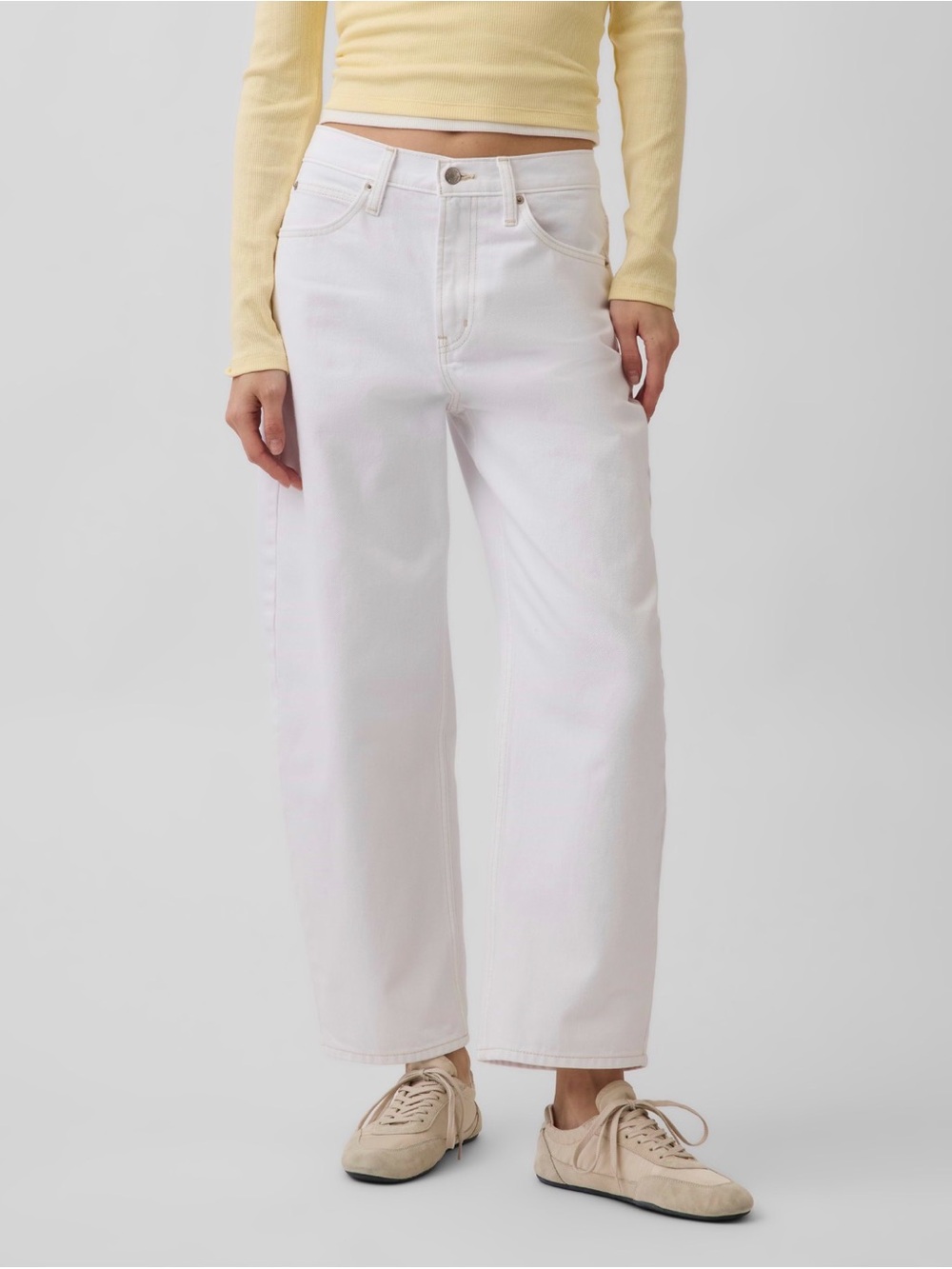 GAP White High Rise Barrel Leg Women's Jeans